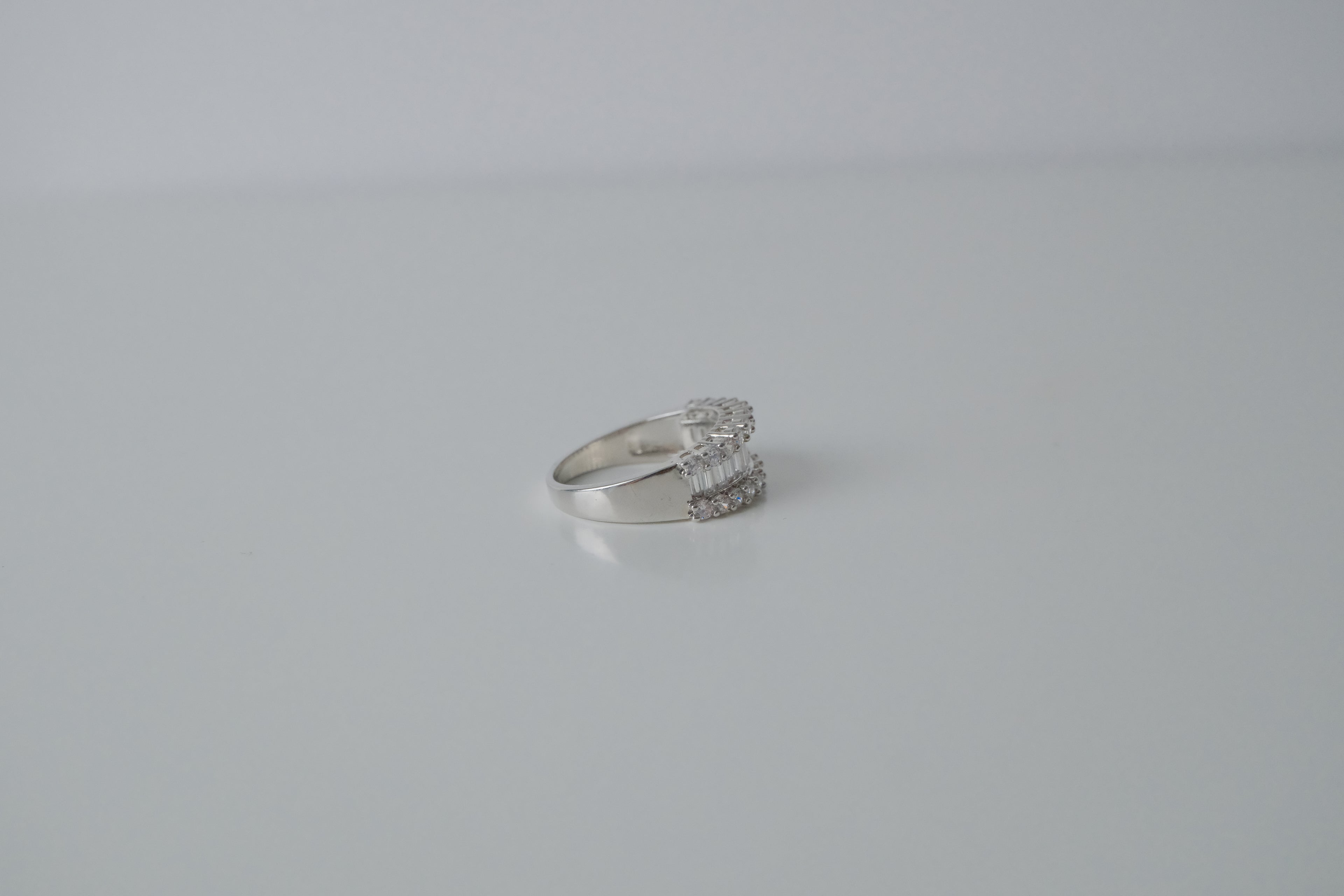 Sterling Silver 3 row Cubic Zirconia Ring