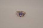 Vintage Sterling silver three-stone bezel-set Amethyst ring