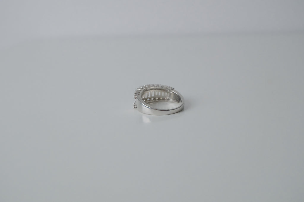 Sterling Silver 3 row Cubic Zirconia Ring