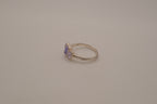 Vintage Sterling silver three-stone bezel-set Amethyst ring