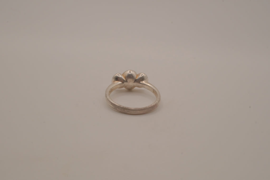 Vintage Sterling silver three-stone bezel-set Amethyst ring