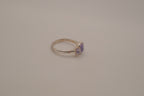 Vintage Sterling silver three-stone bezel-set Amethyst ring