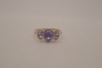 Vintage Sterling silver three-stone bezel-set Amethyst ring