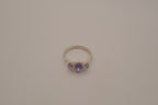 Vintage Sterling silver three-stone bezel-set Amethyst ring