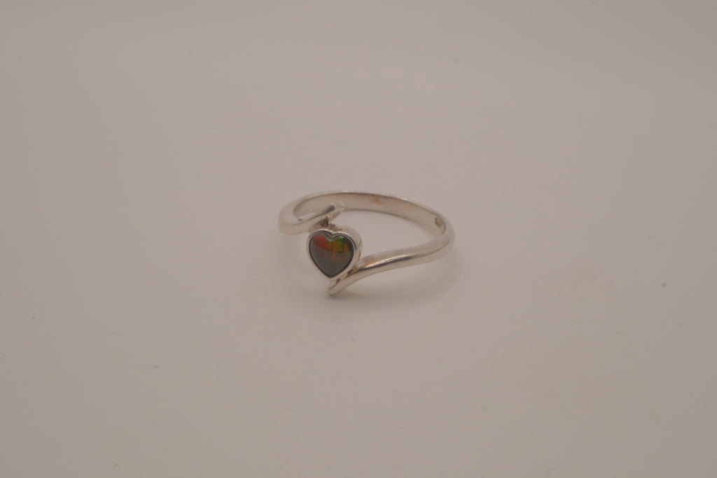 Sterling silver bypass heart ring