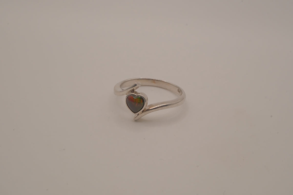 Sterling silver bypass heart ring