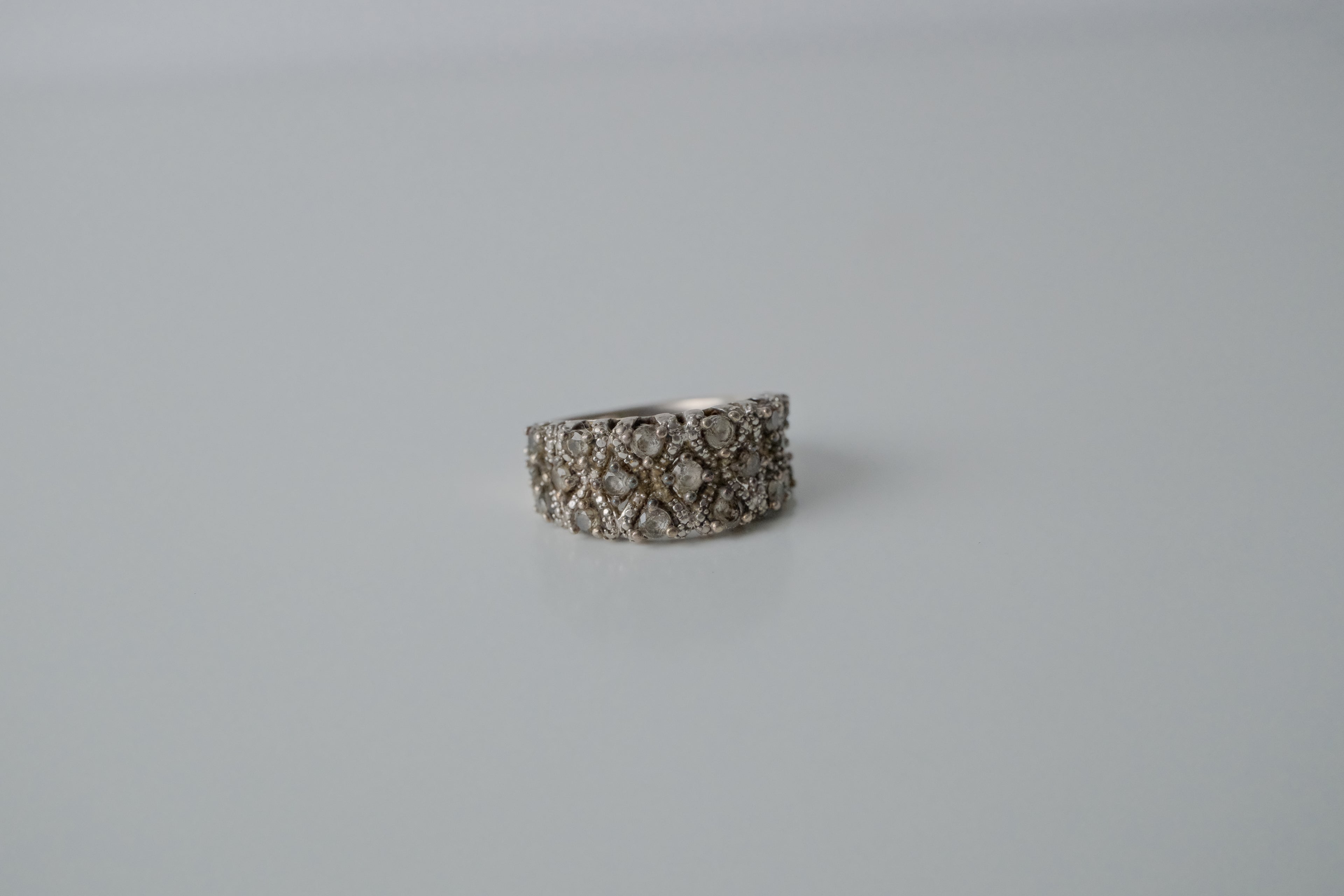 Vintage 1950s Sterling Silver Multi cluster Band Ring