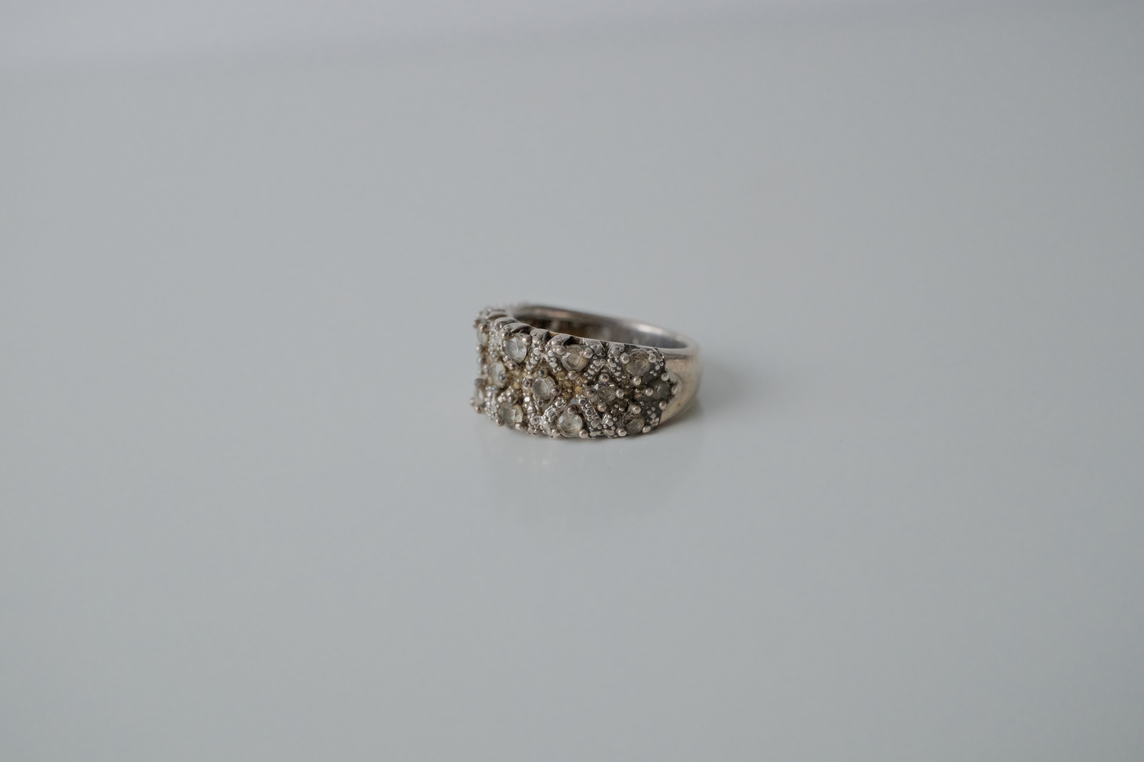 Vintage 1950s Sterling Silver Multi cluster Band Ring