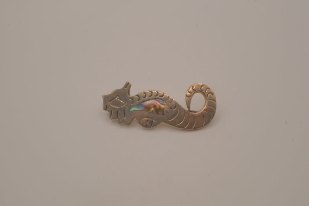Vintage Mexican sterling silver seahorse brooch pin