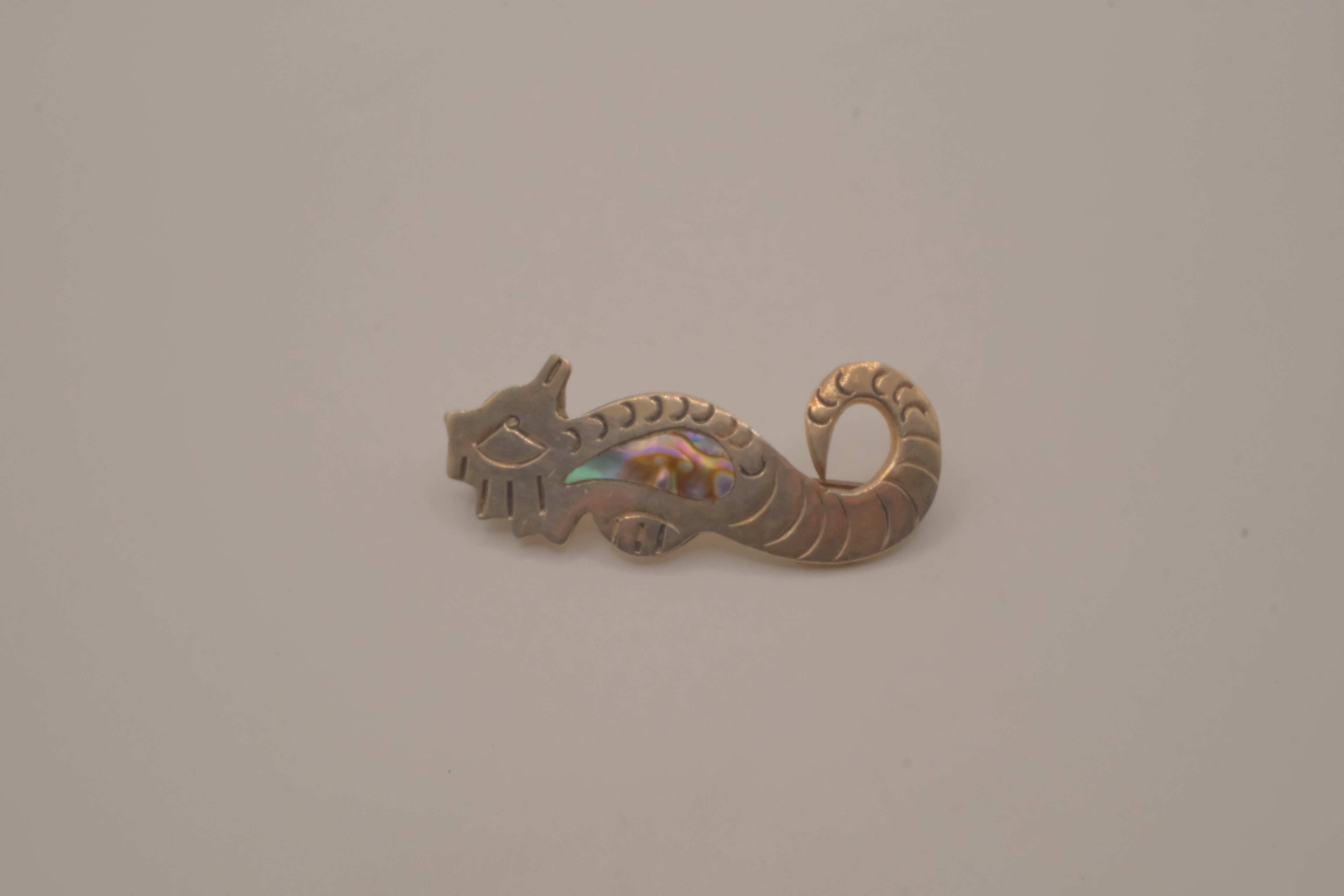 Vintage Mexican sterling silver seahorse brooch pin