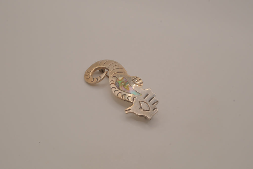Vintage Mexican sterling silver seahorse brooch pin