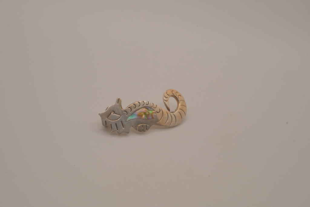 Vintage Mexican sterling silver seahorse brooch pin