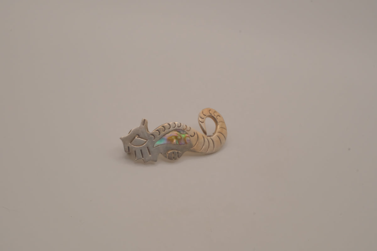 Vintage Mexican sterling silver seahorse brooch pin