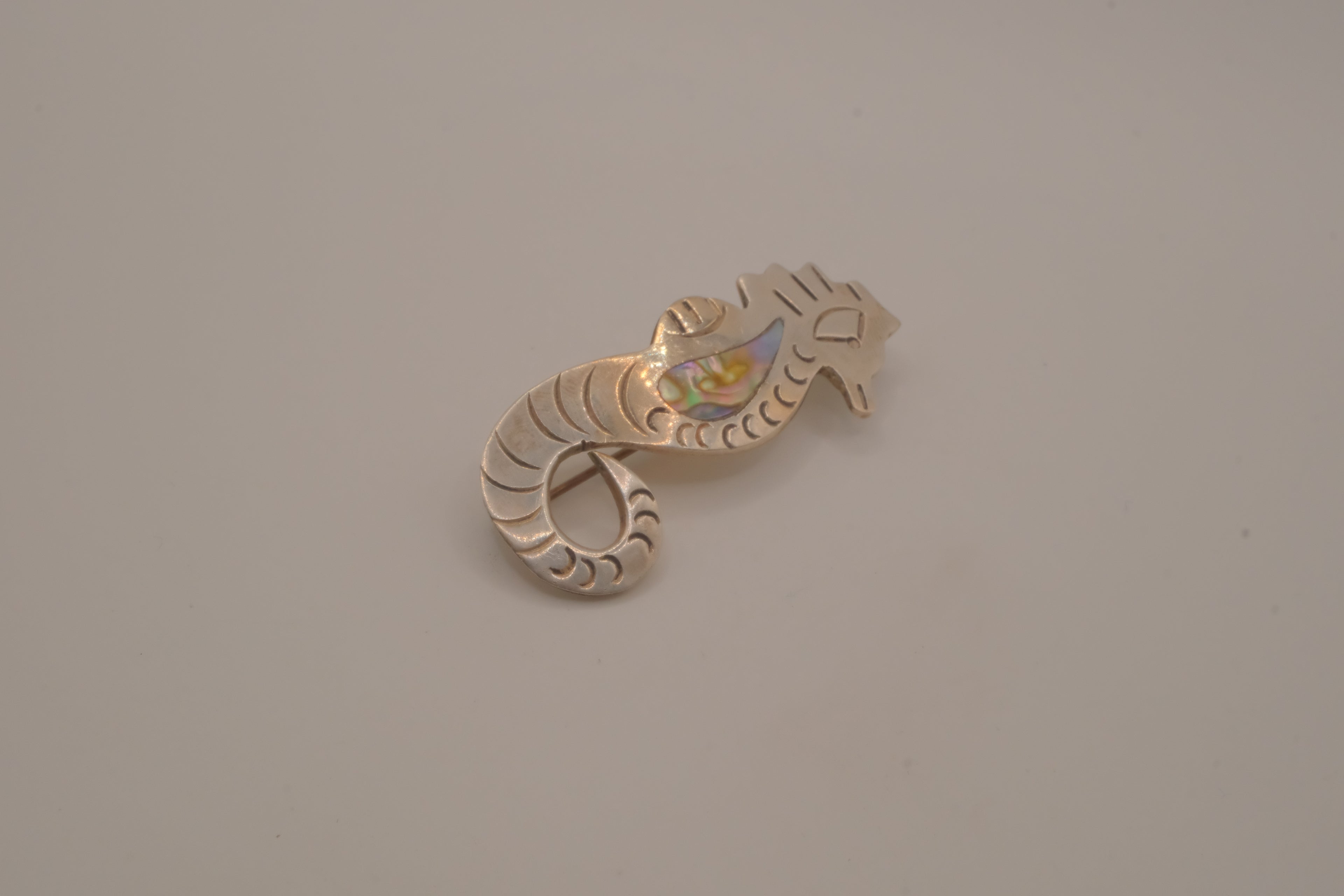 Vintage Mexican sterling silver seahorse brooch pin