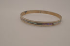 Vintage Mexican Alpaca silver Abalone inlay cuff bracelet