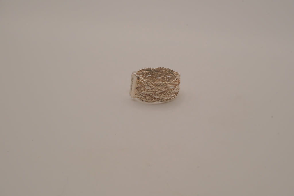 Sterling silver woven mesh statement ring