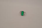 Sterling silver emerald-cut green gemstone ring