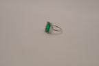 Sterling silver emerald-cut green gemstone ring