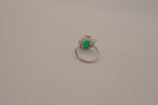 Sterling silver emerald-cut green gemstone ring