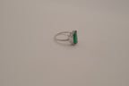 Sterling silver emerald-cut green gemstone ring