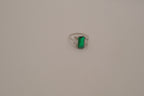 Sterling silver emerald-cut green gemstone ring