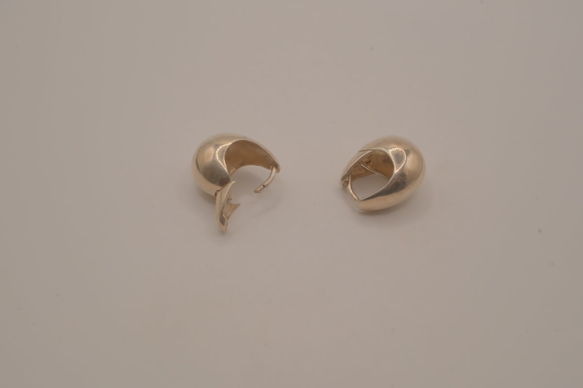 Sterling silver chunky huggie hoop earrings