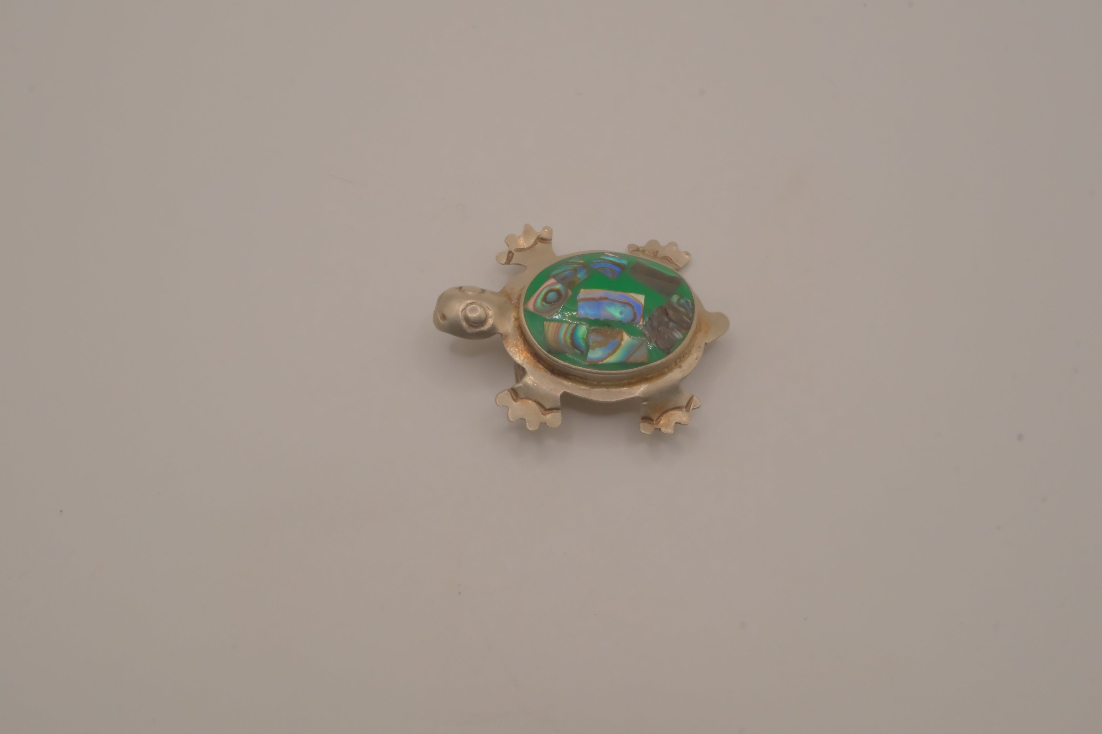Vintage Mexican Alpaca Abalone turtle brooch
