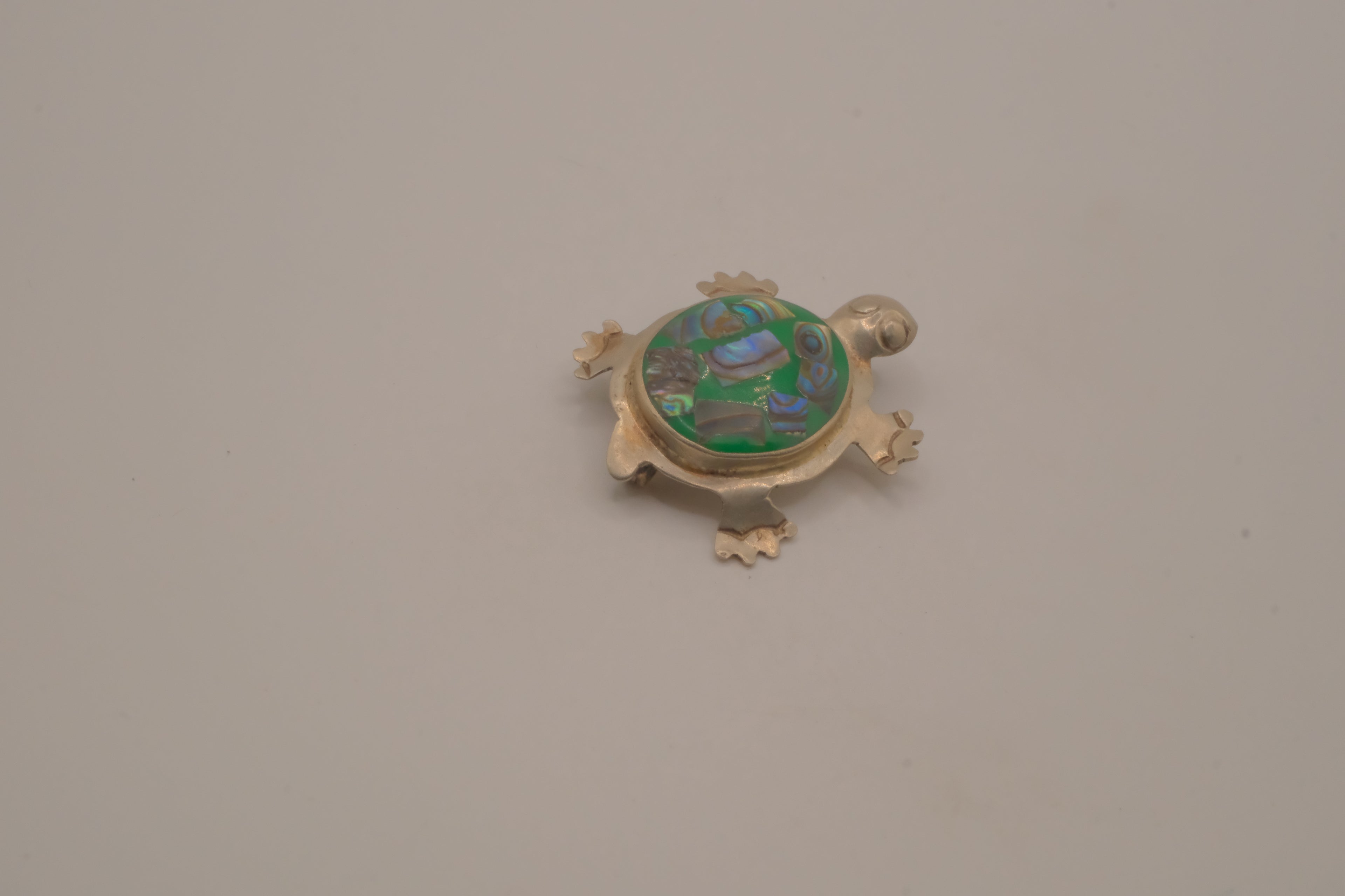 Vintage Mexican Alpaca Abalone turtle brooch