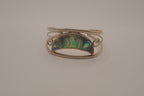 Vintage Mexican Alpaca silver Abalone crescent cuff bracelet