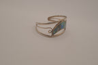 Vintage Mexican Alpaca silver Abalone crescent cuff bracelet