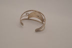 Vintage Mexican Alpaca silver Abalone crescent cuff bracelet