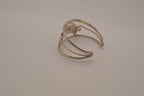 Vintage Mexican Alpaca silver Abalone crescent cuff bracelet
