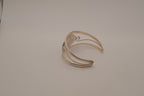 Vintage Mexican Alpaca silver Blue flower cuff bracelet
