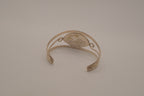 Vintage Mexican Alpaca silver Blue flower cuff bracelet