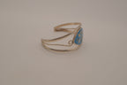 Vintage Mexican Alpaca silver Blue flower cuff bracelet