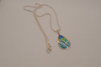 Teardrop-shaped sterling silver cloisonné enamel pendant &nbsp;necklace
