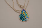 Teardrop-shaped sterling silver cloisonné enamel pendant &nbsp;necklace