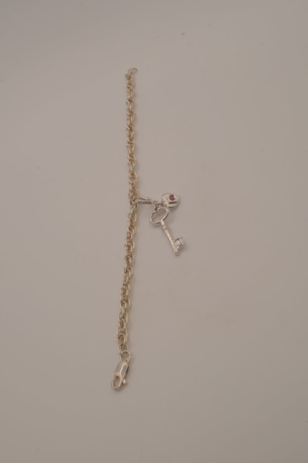 Elle sterling silver rope chain charm bracelet