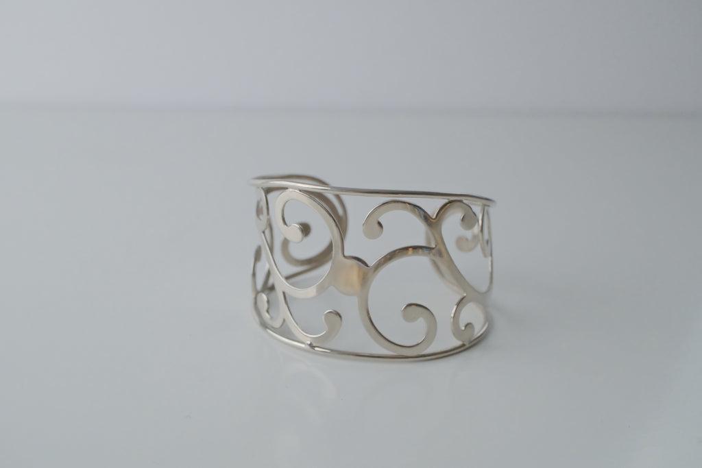 Silver Spiral Cuff Bangle