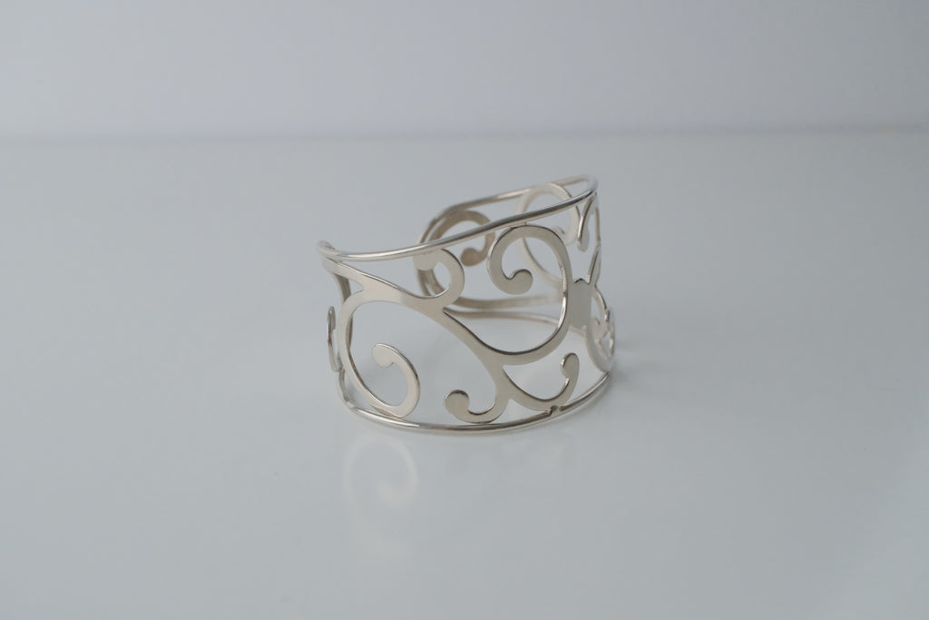Silver Spiral Cuff Bangle