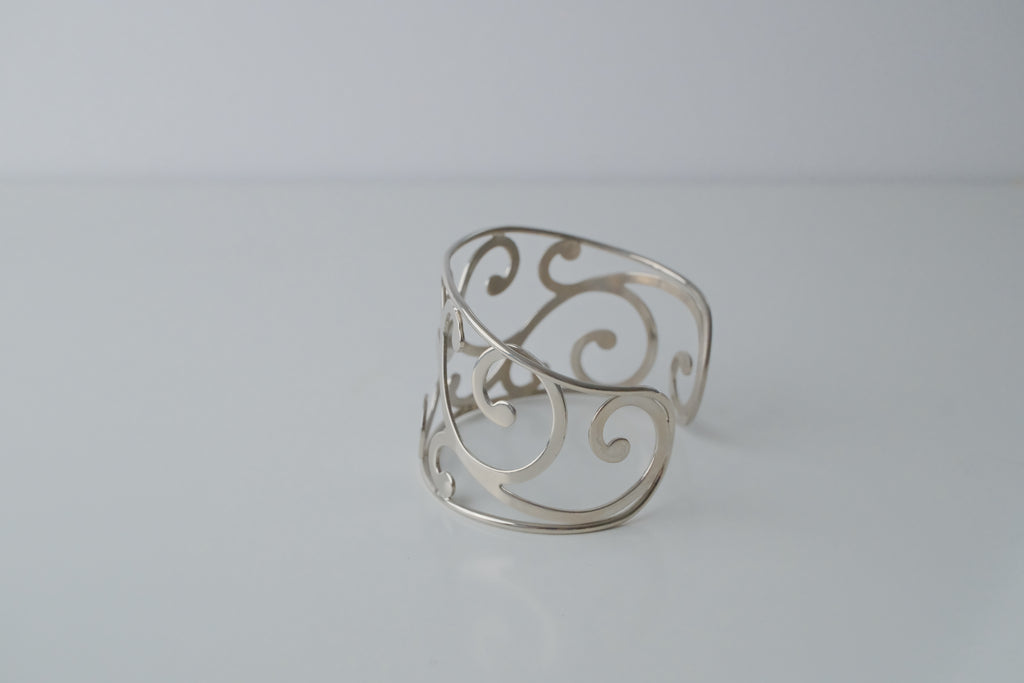 Silver Spiral Cuff Bangle