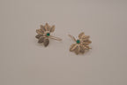 Vintage Sterling silver fan-shaped leaf earring