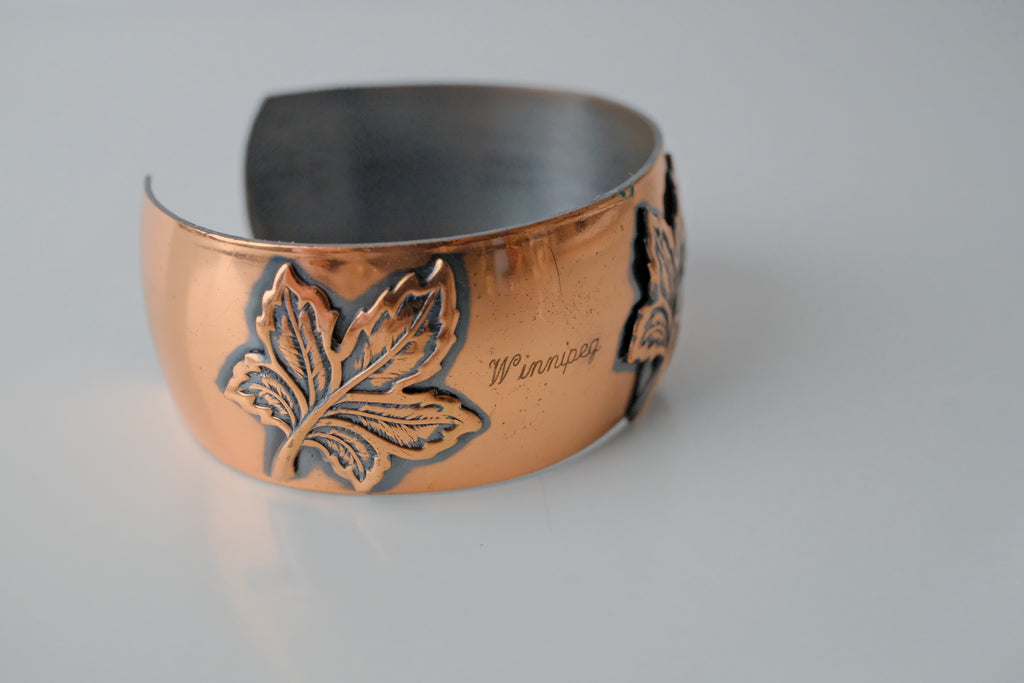 Vintage Maple Leaf Copper Winnepeg Cuff&nbsp;