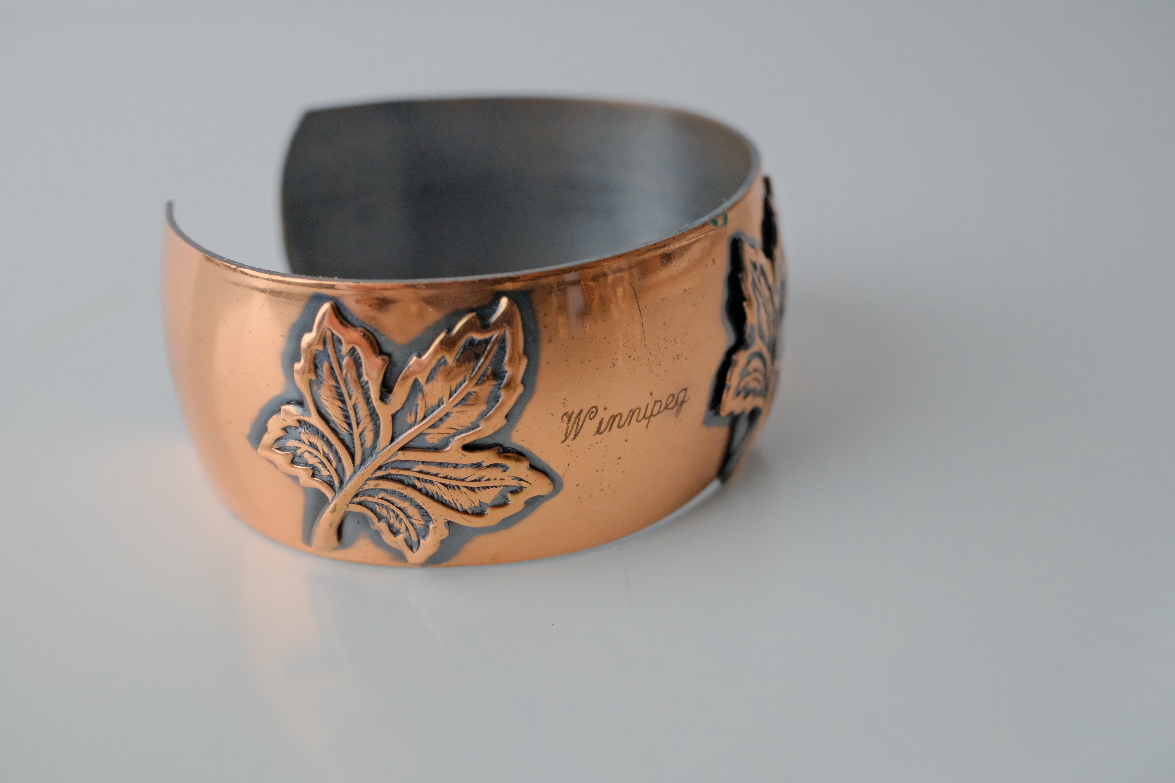 Vintage Maple Leaf Copper Winnepeg Cuff&nbsp;
