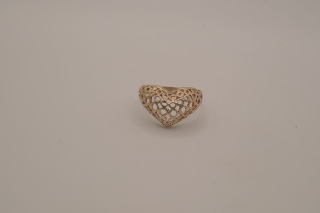 Sterling silver domed heart ring