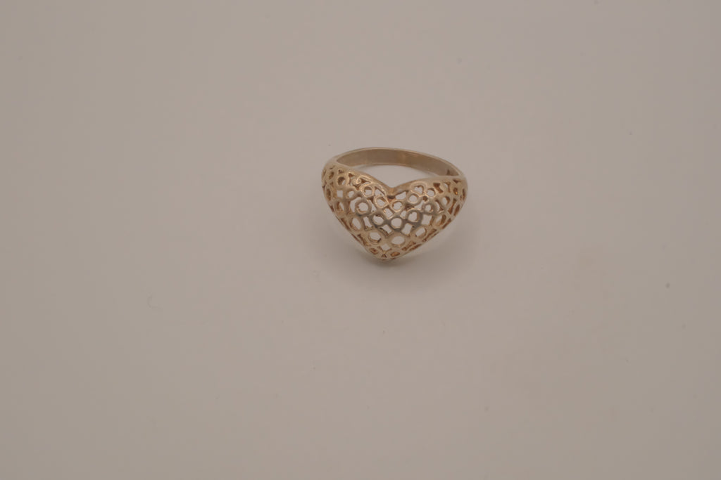 Sterling silver domed heart ring