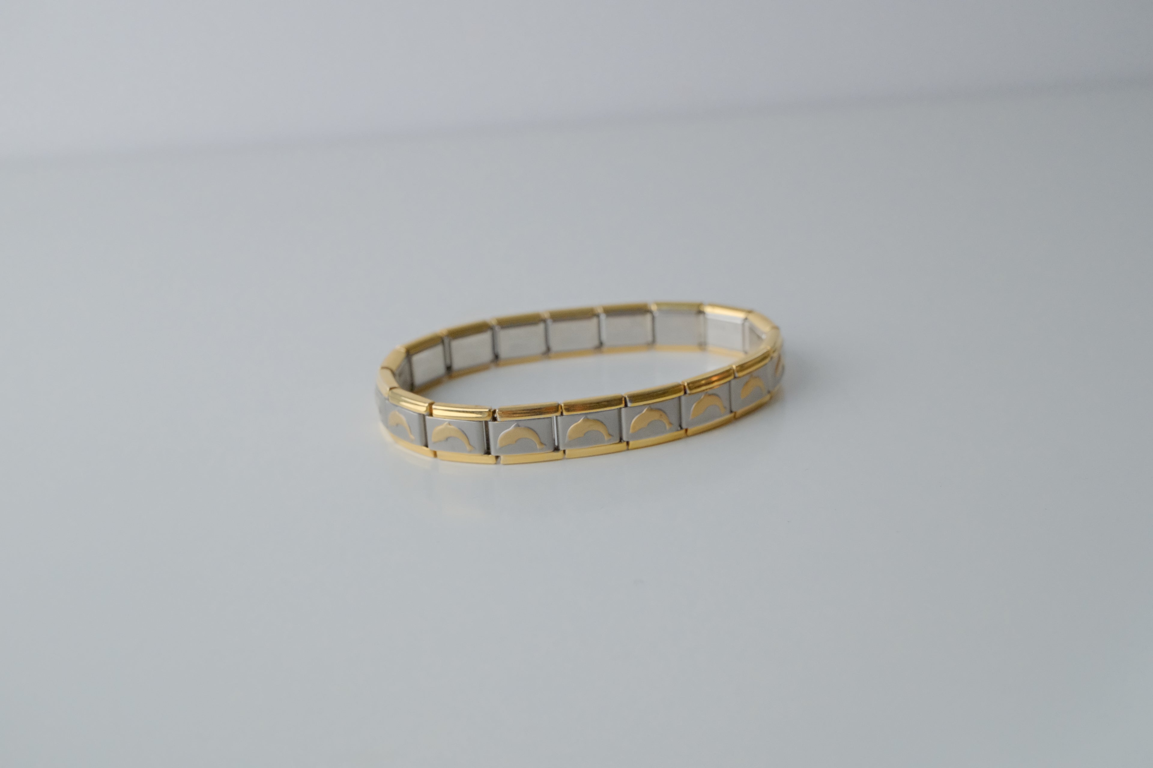 Two Tone Dolphin Italian Charm Bracelet