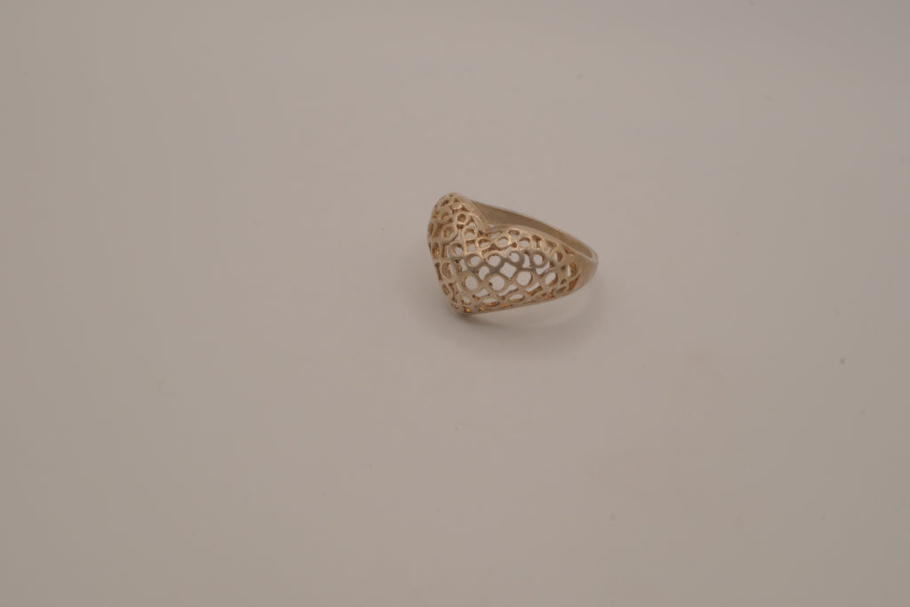 Sterling silver domed heart ring
