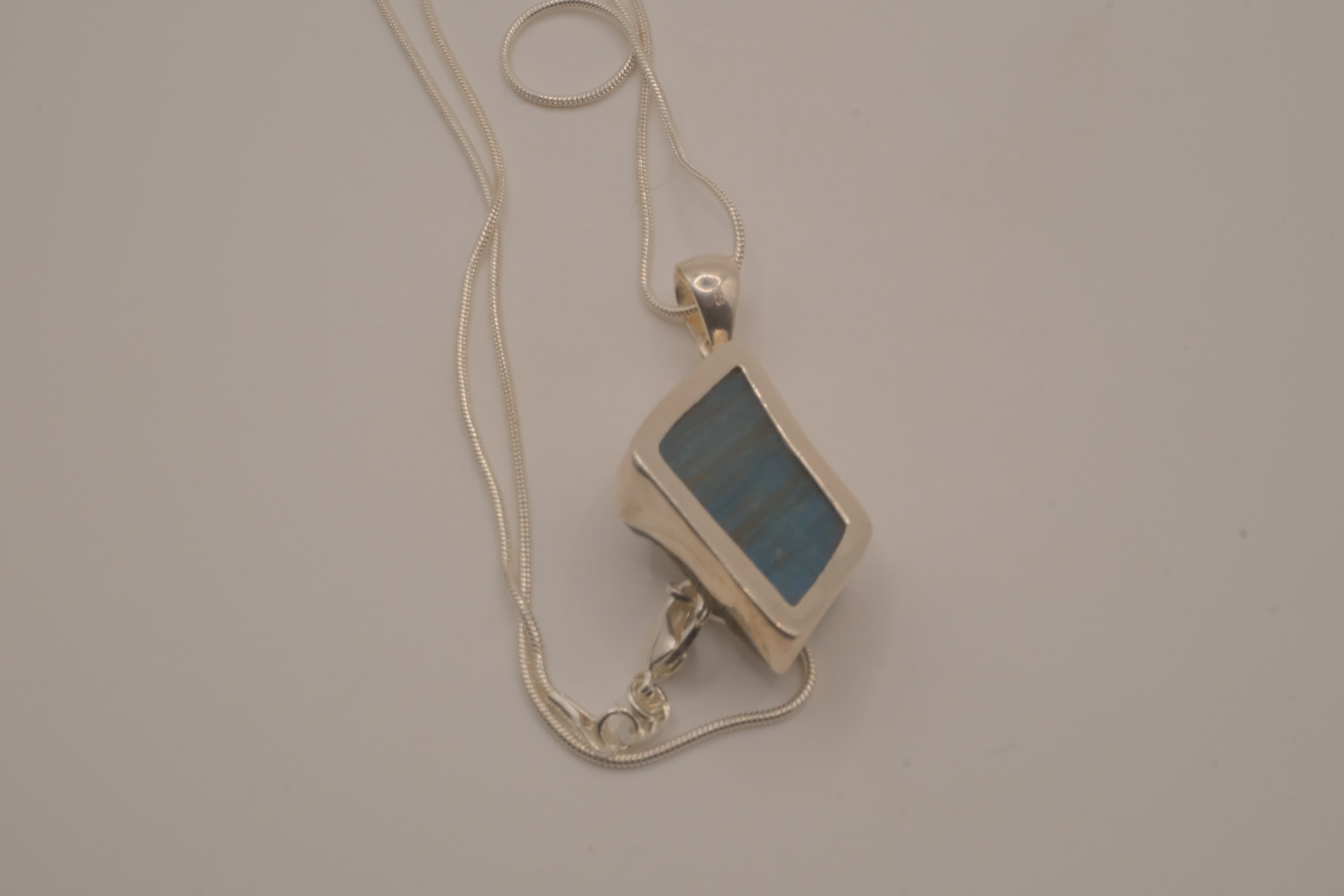 Sterling silver raw blue labradorite pendant necklace