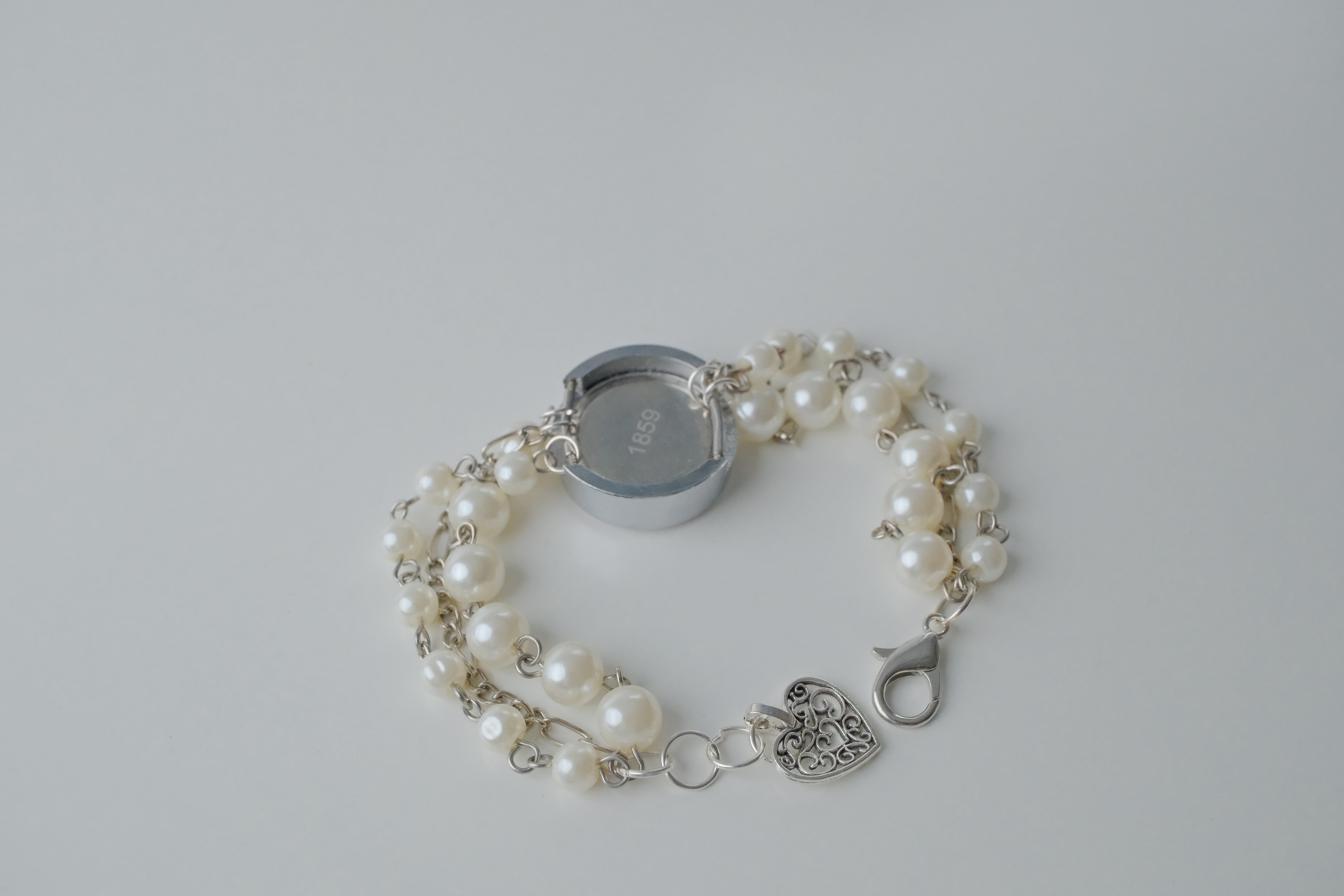 Reworked Silver Pearl Bracelet Watch